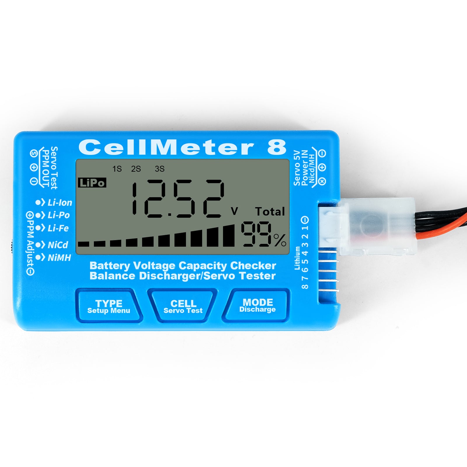 Cellmeter 8-in-1 Digital Battery Capacity Checker Controller Tester Voltage Tester for Li-Po Li-ion NiMH Nicd Cell Meter Cellmeter 8-in-1 Digital Battery Capacity Checker Controller Tester Voltage Tester for Li-Po Li-ion NiMH Nicd Cell Meter